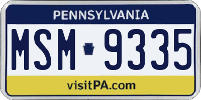 PA license plate MSM9335