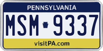 PA license plate MSM9337