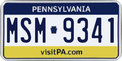 PA license plate MSM9341