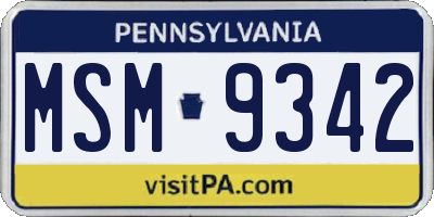 PA license plate MSM9342