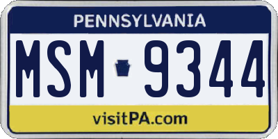 PA license plate MSM9344
