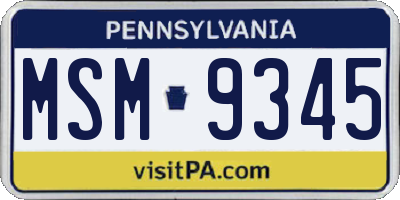 PA license plate MSM9345
