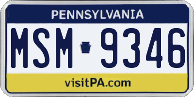 PA license plate MSM9346