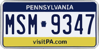 PA license plate MSM9347