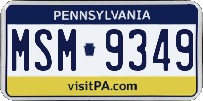 PA license plate MSM9349