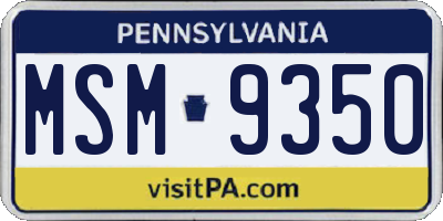 PA license plate MSM9350