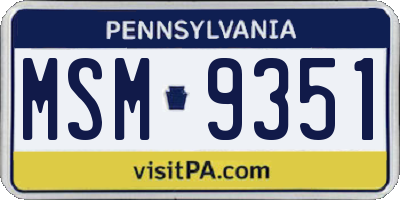 PA license plate MSM9351