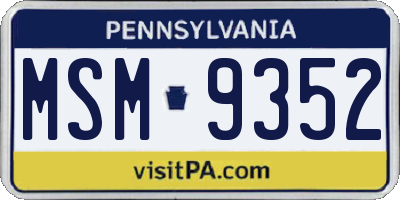 PA license plate MSM9352