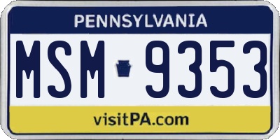 PA license plate MSM9353