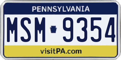 PA license plate MSM9354