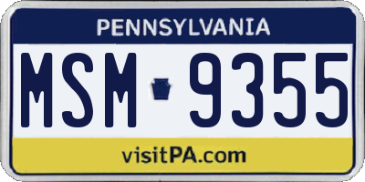 PA license plate MSM9355
