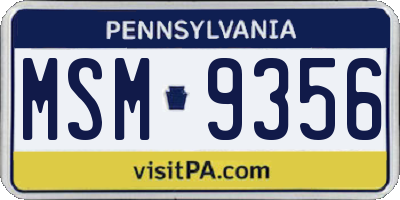 PA license plate MSM9356