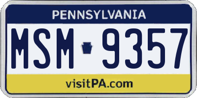 PA license plate MSM9357
