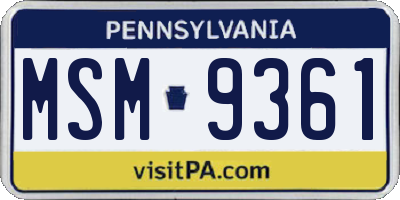 PA license plate MSM9361