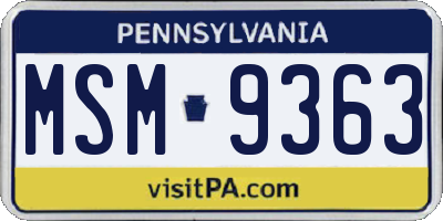 PA license plate MSM9363
