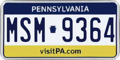 PA license plate MSM9364