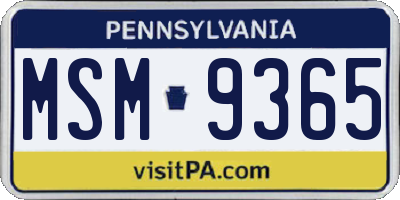 PA license plate MSM9365