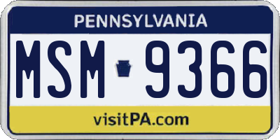 PA license plate MSM9366