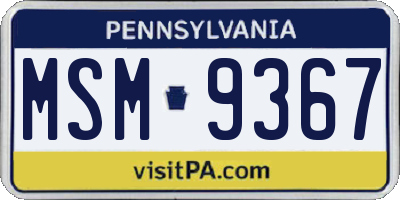 PA license plate MSM9367