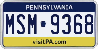 PA license plate MSM9368