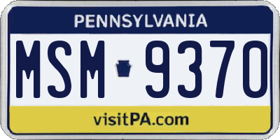 PA license plate MSM9370