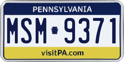 PA license plate MSM9371