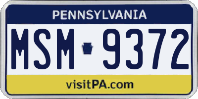 PA license plate MSM9372