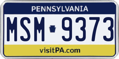 PA license plate MSM9373