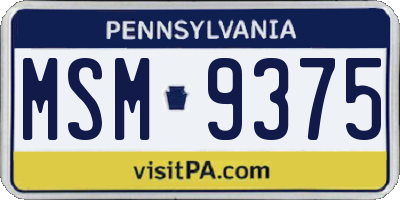 PA license plate MSM9375