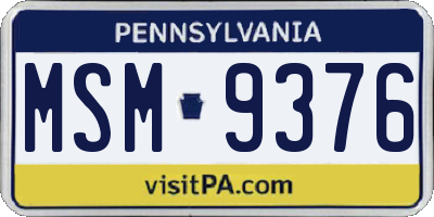 PA license plate MSM9376