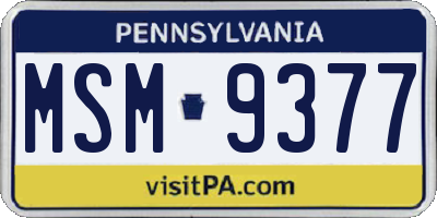PA license plate MSM9377