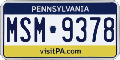 PA license plate MSM9378