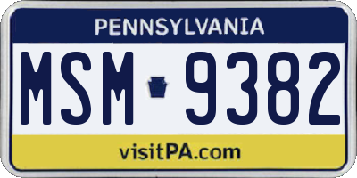 PA license plate MSM9382