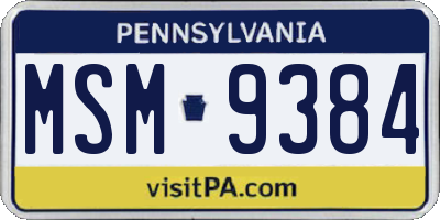 PA license plate MSM9384