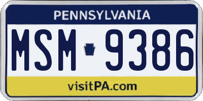 PA license plate MSM9386