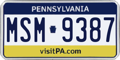 PA license plate MSM9387