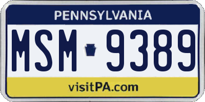 PA license plate MSM9389
