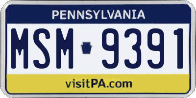 PA license plate MSM9391