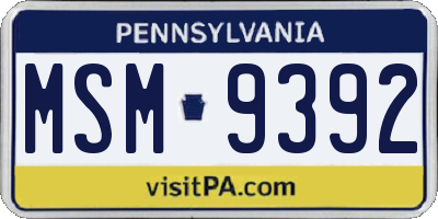 PA license plate MSM9392