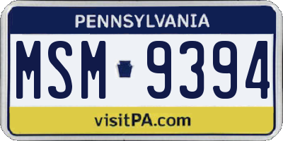 PA license plate MSM9394