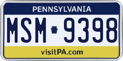 PA license plate MSM9398
