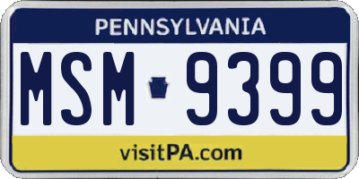 PA license plate MSM9399