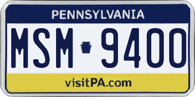 PA license plate MSM9400