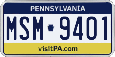 PA license plate MSM9401