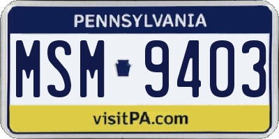 PA license plate MSM9403