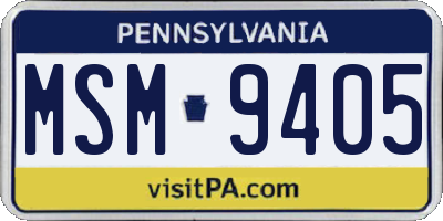 PA license plate MSM9405