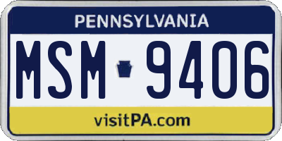 PA license plate MSM9406