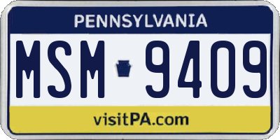 PA license plate MSM9409