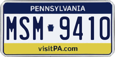 PA license plate MSM9410