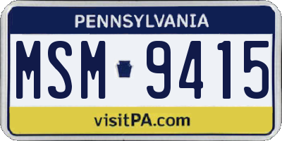 PA license plate MSM9415
